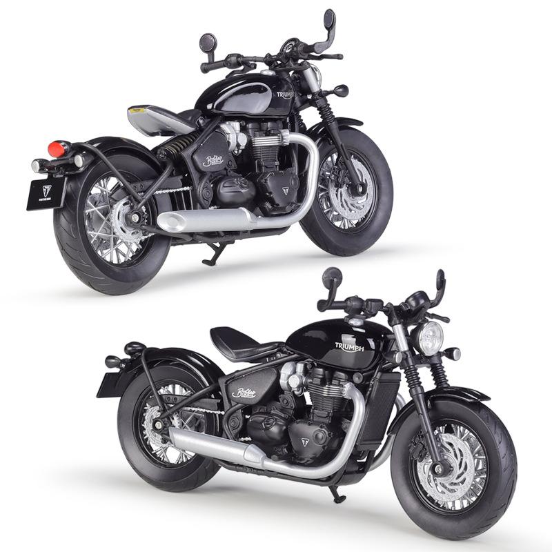Welly 1/12 Scale Triumph Bonneville Bobber Alloy Miniature Motorcycle Model Toy Simulation Diecast Metal Children Toy Motorcycle Gift