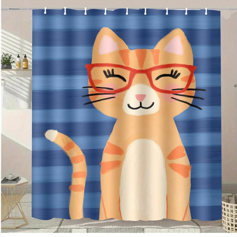Painted Blue Heron Washable Dirt-Resistant Shower Curtain Shower Head Waterproof Polyester Bath Curtain For Home Decor