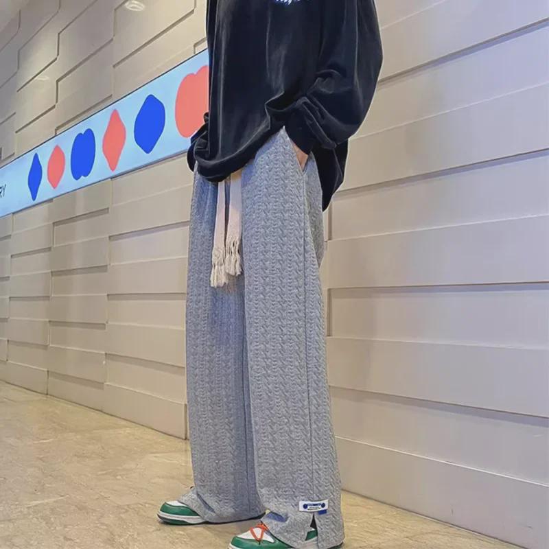 

Мужские широкие жаккардовые брюки: Европейский и американский стиль, прямой крой, повседневный стиль весна/лето 3XL серый