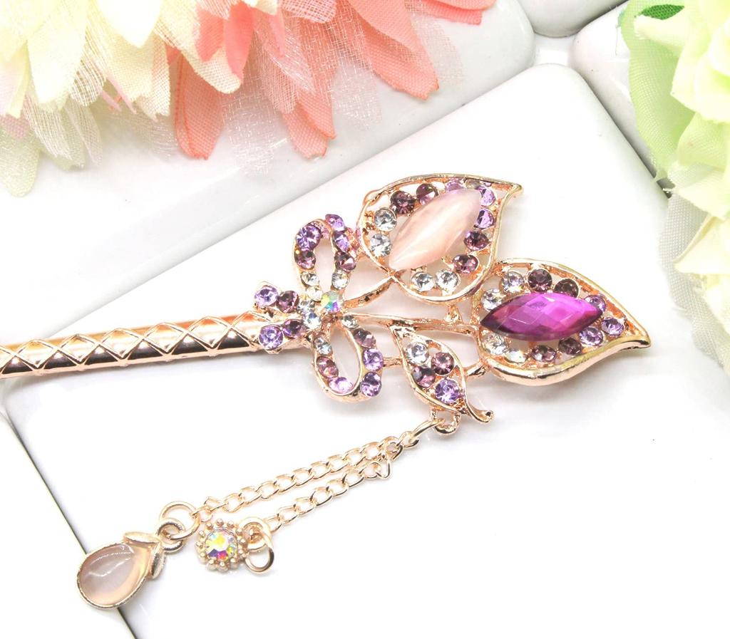 [Miaomyao] Miaomyao Hairpin (Kanzashi) - Single Hair Ornament for Traditional Japanese Clothing (Tomesode, Kimono, Etc.) - Antique Metal Hair