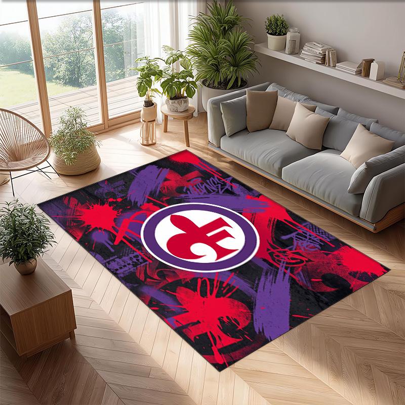 Fiorentina FC Soccer Football Pattern Soft Area Rug Non Slip Indoor Floor Carpet Sports Decor Mat for Bedroom