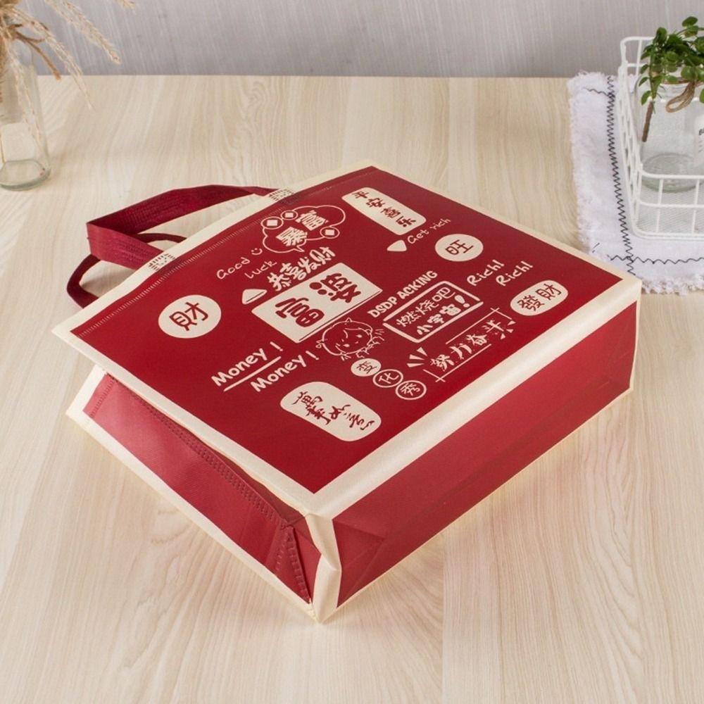 Non Woven CNY Bag Chinese New Year Shopping Bag Cartoon Tote Bag