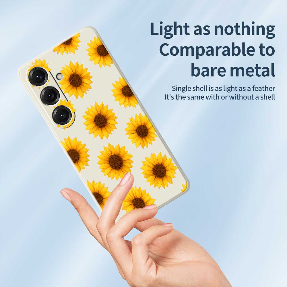 For Samsung Galaxy S25 Case Sunflowers Pattern Printing Straight Edge TPU Phone Back Cover