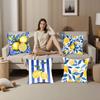 Blue - Toned Watercolor Lemon Pillow Case  Anti-dustmite Pillowcase Invisible Zipper Silky Short Plush Sofa Cushion Cover