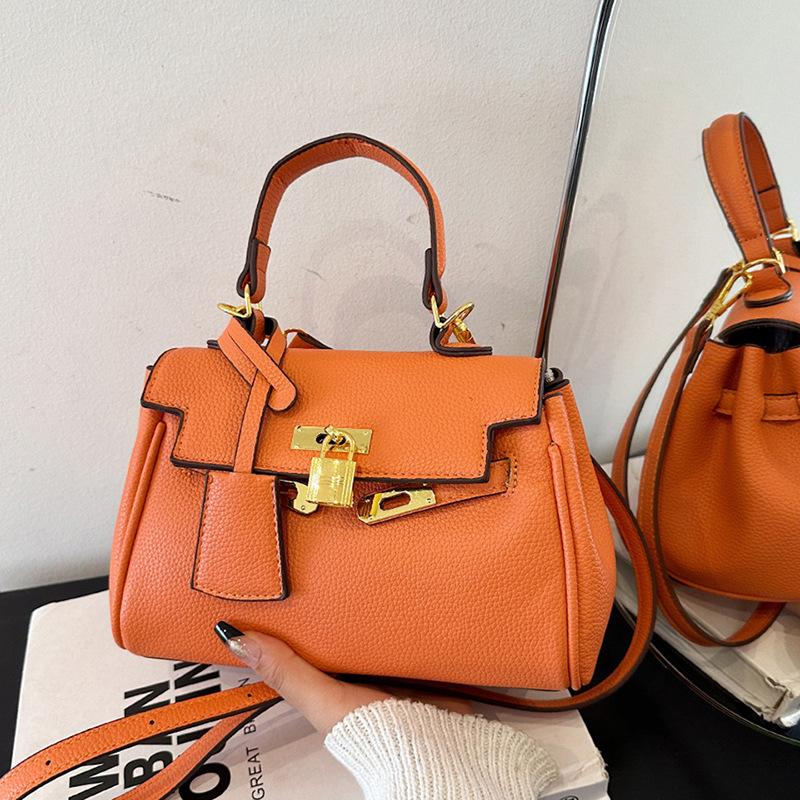 New Lychee Pattern Small Lock Portable Shoulder Messenger Trendy Women's Bag