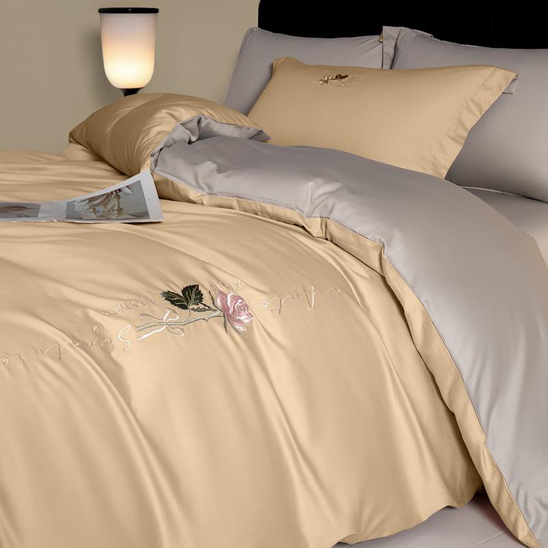 Light Luxury Long-Staple Cotton Bedding Sets Pure Cotton Embroidery Super Soft Bedclothes High Quality Comforter Set for Adults
