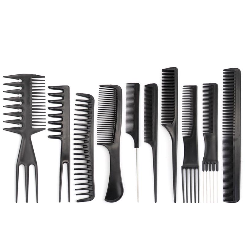 10-Piece Professional Hairdressing Comb Set - Barber & Salon Styling Comb Kit