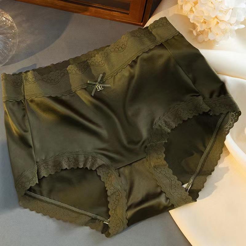 Breathable Mid Waist Seamless Sexy Lace Antibacterial Inner Crotch Triangle Underwear for Women Panties