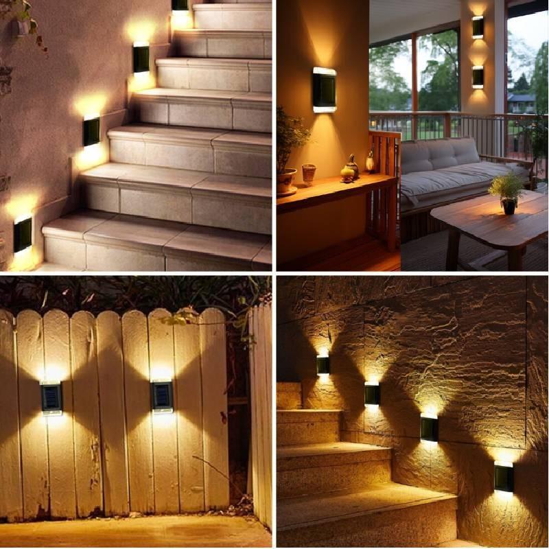 Innovative Solar Powered Dual Head Led Wall Light For Outdoor Garden And Patio Use