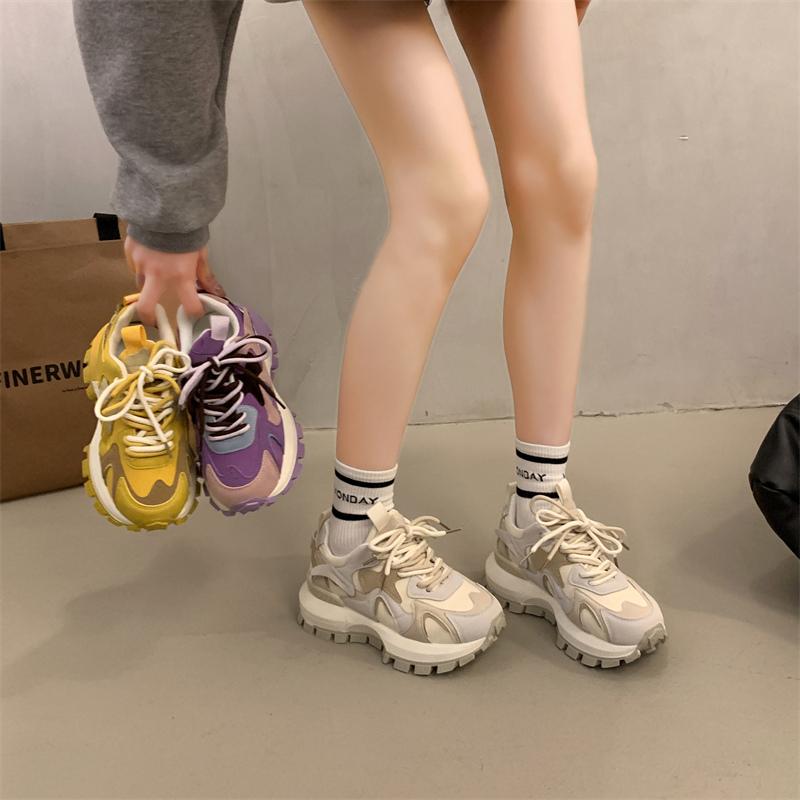 2025 New Ladies Shoes Versatile Women's Vulcanize Shoes Mixed Colors Platform Women Sneakers Outdoor Lace Up Casual Shoes