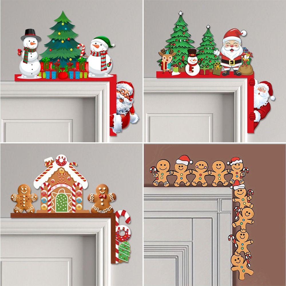 Wooden Door Frame Decor DIY Christmas Sticker NEW Christmas Decorative Corner Sign