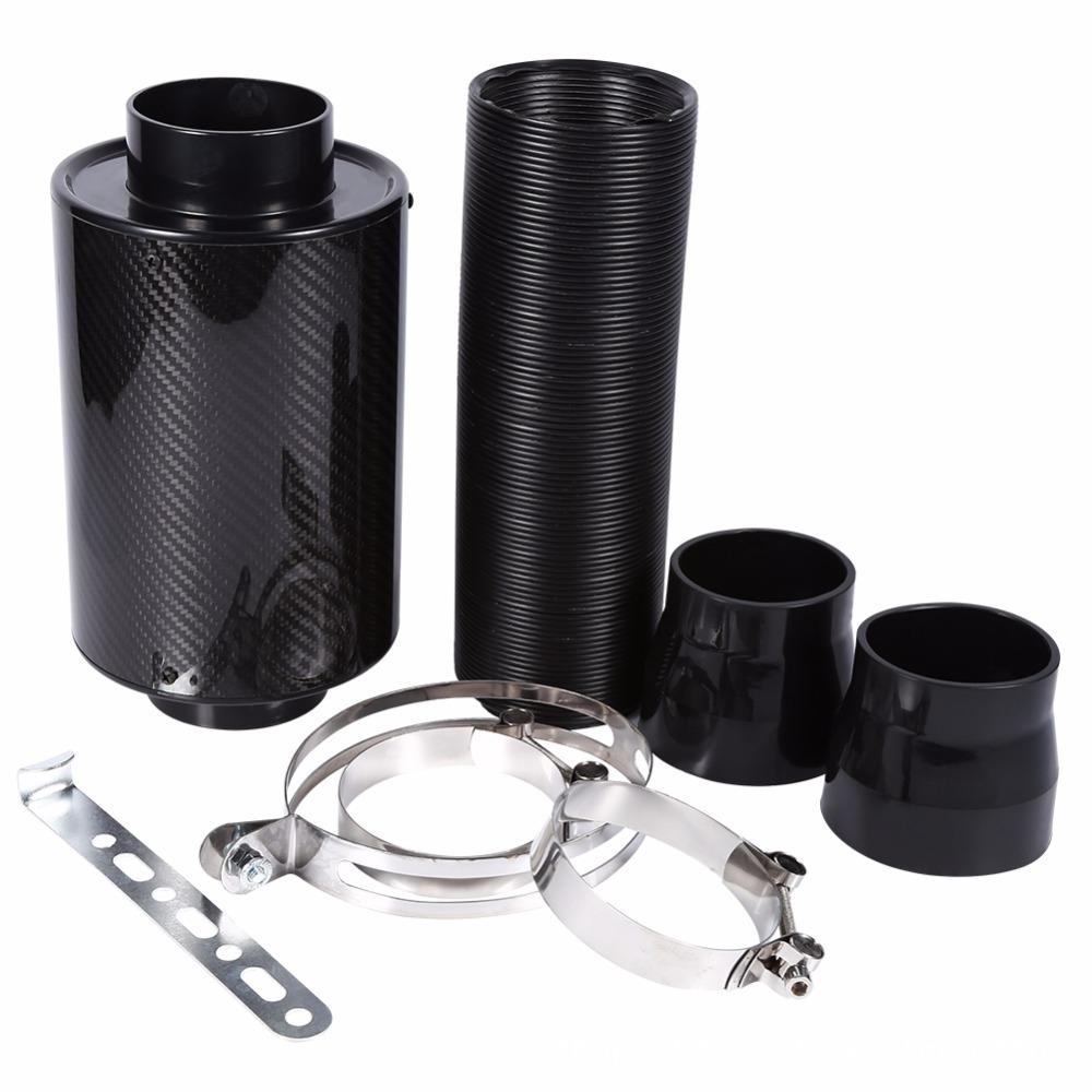 76mm 3  Universal Carbon Fiber Induction Filter Box Cold Air Intake System W/ Intake Hose Cold Air Intake Hose Kit Universal чёрный