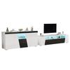 TV cabinet and side cabinet combination, 180*38.5*45cm high-gloss, LED lighting, lowboard, 140 x 40 x 65 cm, living room sideboard, black-white