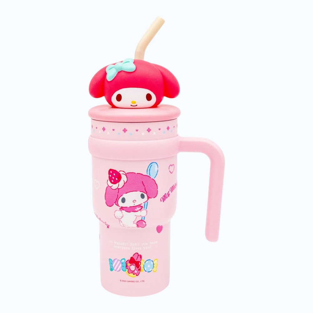 Skater Handled Straw Tumbler with Sanrio My Melody Mascot 700ml, Insulated, (STSTBM7-A)