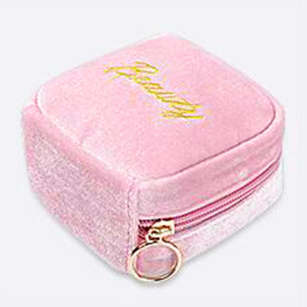 Embroidered Letter Cosmetic Bag Women Small Lipstick Earphone Sanitary Napkin Storage Organizer Case Toiletry Makeup Bags