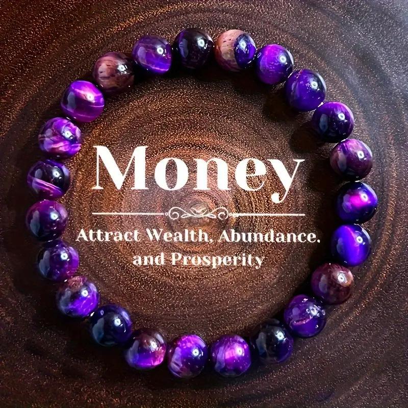 Bracelet, Rose Red, Purple, Green, Yellow, Tiger Eye Stone Bracelet