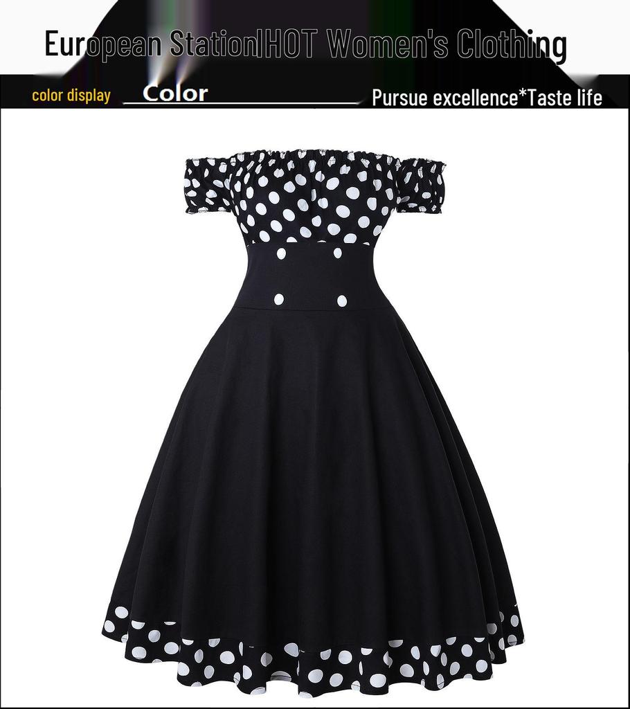 Women's Retro Polka Dot Hepburn Style Dress