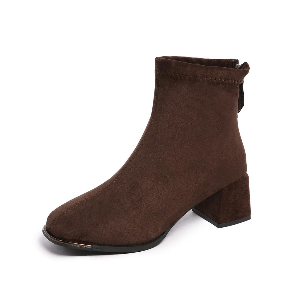 Quadratische Zehenpartie Mittelhoher Absatz Martin Boots Damen 2025 Winter Neu Schlankmachend Übergröße Mode Stiefel