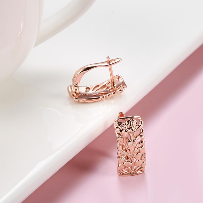 Kinel Rose Gold Color Flower English Earrings For Women