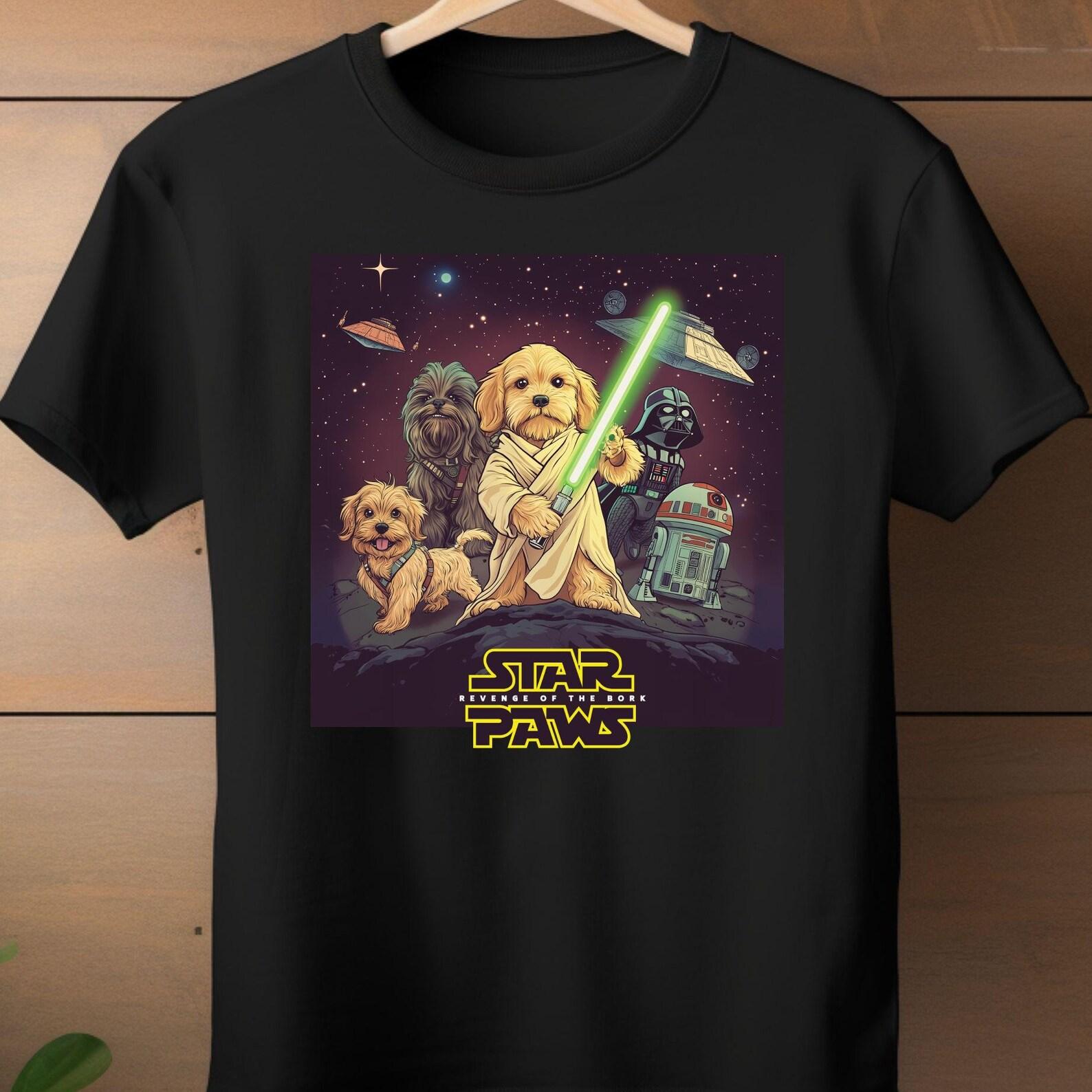 Star Paws T-Shirt: Funny Sci-Fi Dog Lover Tee S