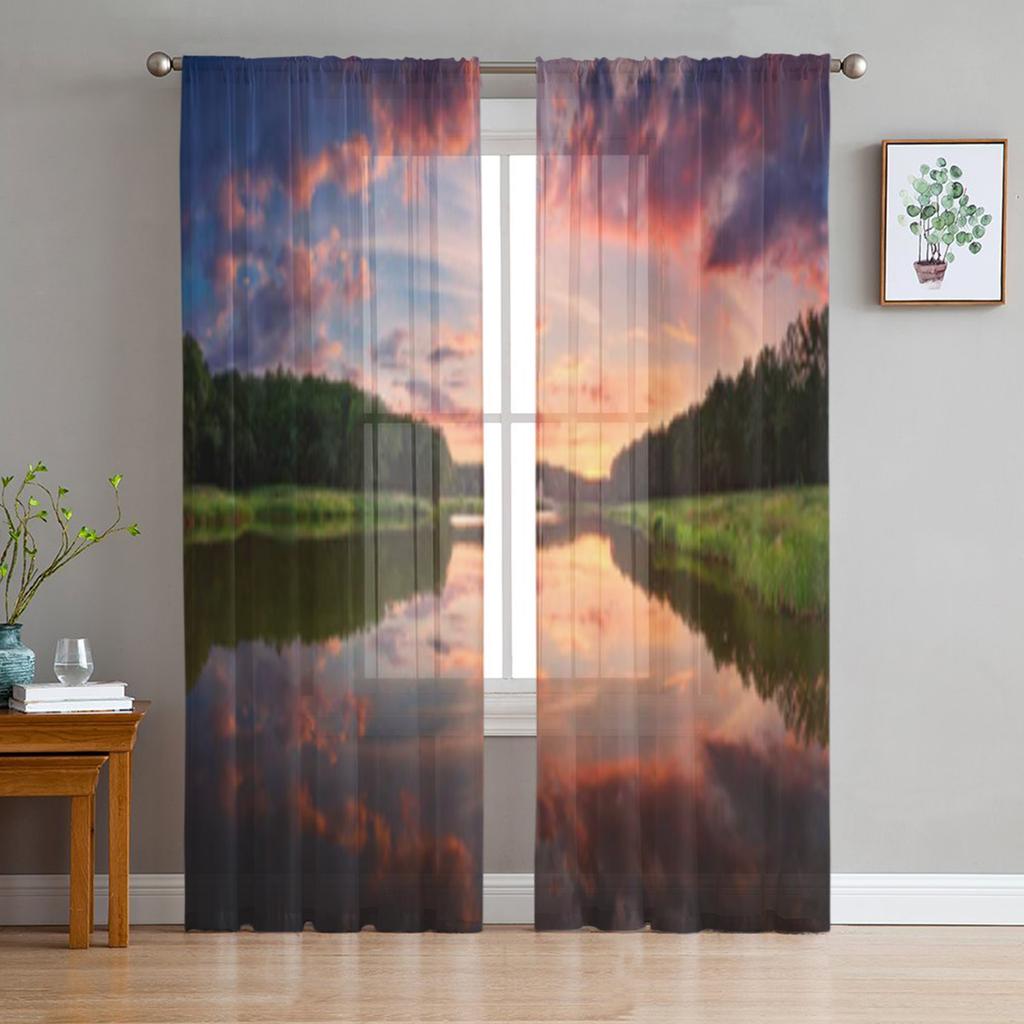 Alpine Landscape With Peaks Covered By Snow And Clouds Tulle Sheer Curtains for Living Room Kitchen Decor Voile Organza Curtain