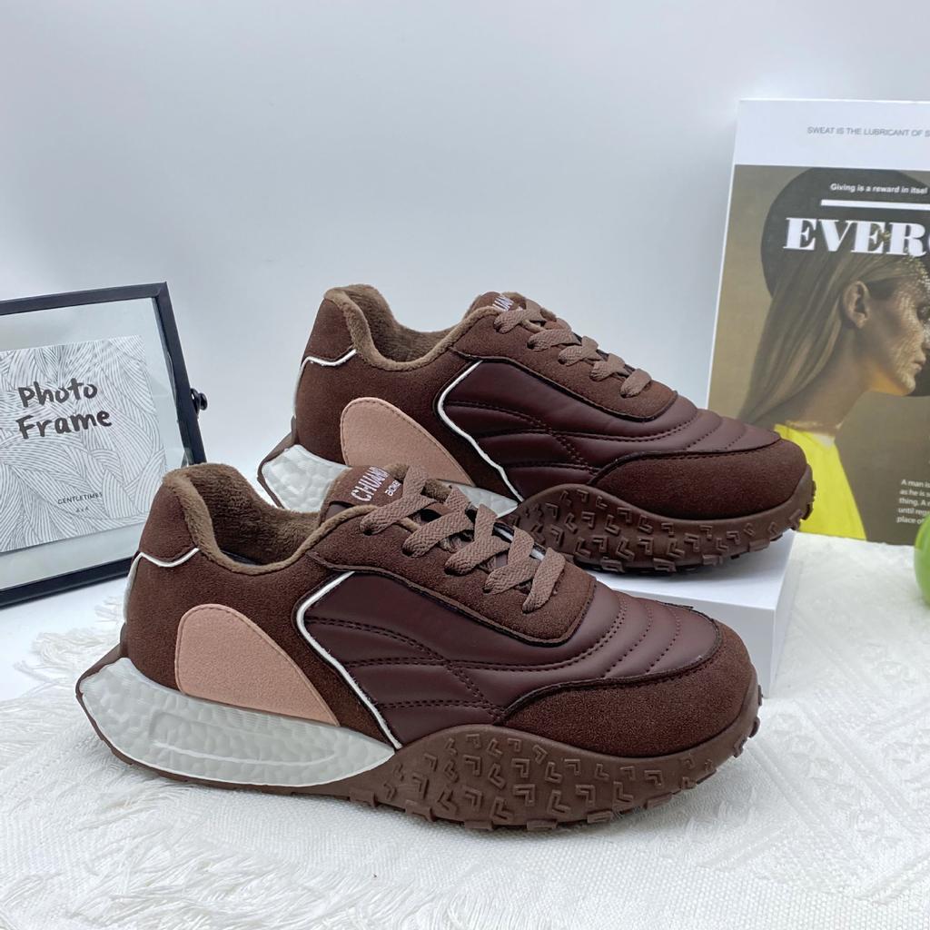 Color matching German training shoes women's 2025 new autumn and winter retro thick-soled velvet dad shoes women's sports Forrest Gump shoes women