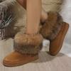 Winter New Round Head Flat with Warm and Comfortable Non-slip Snow Boots Suede Muffin Bottom Short Tube Wool Cotton Boots