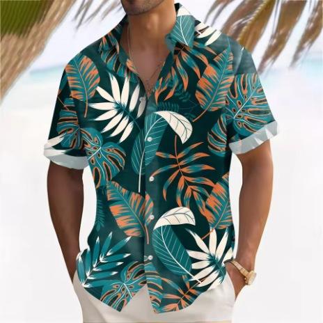 Men'S Hawaiian Short Sleeve Shirt Printed Fashion Casual Beach Shirt