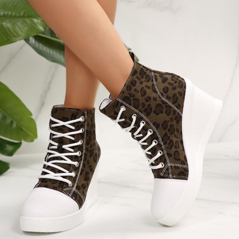 Women's Canvas Shoes Fashionable and Versatile Wedge-heeled Canvas Shoes Summer Casual High-top Sports Shoes