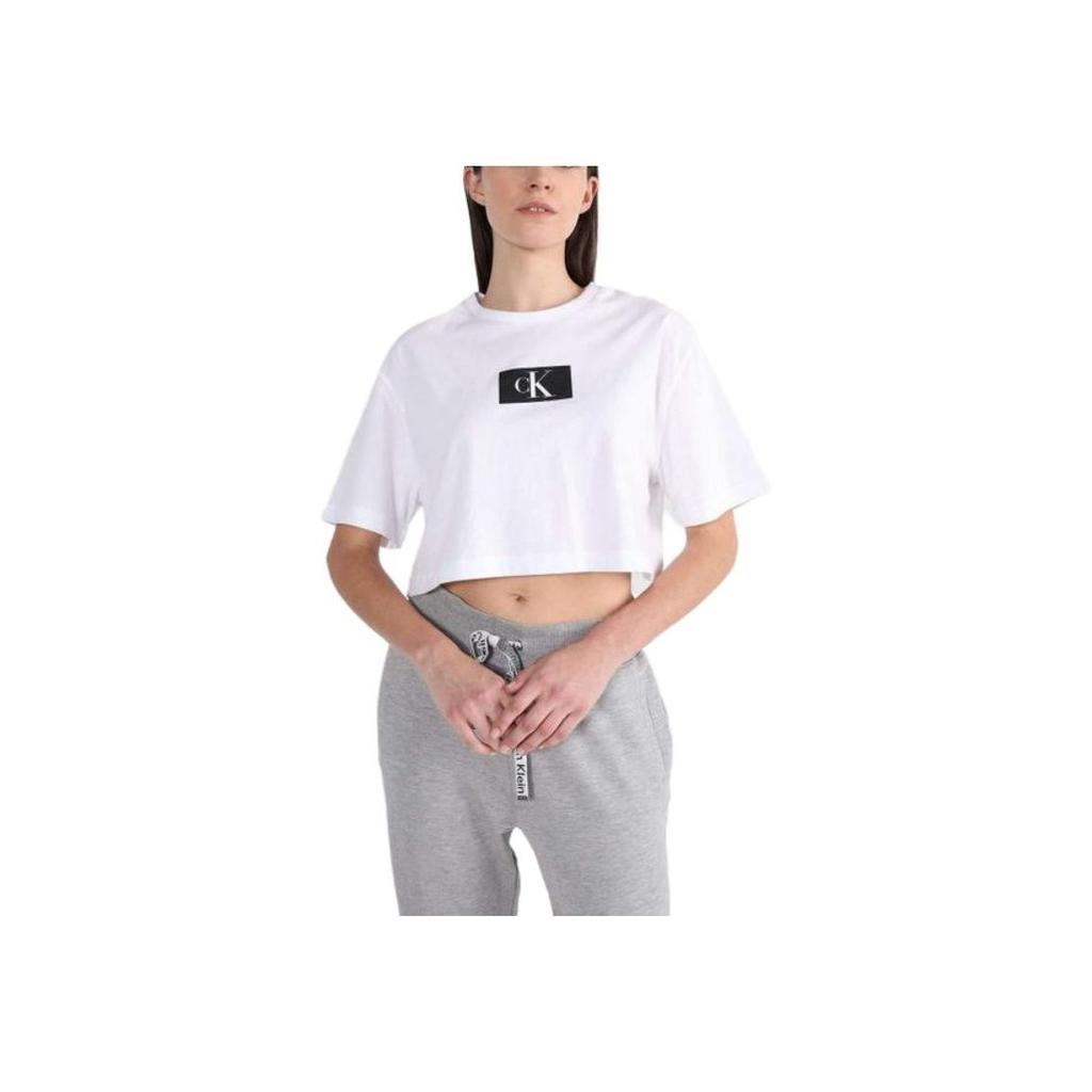 Calvin Klein Ck96 Series Color Block Letter Pattern Printed Round Neck Pullover Short Sleeve Top Women tops White QS6946-110