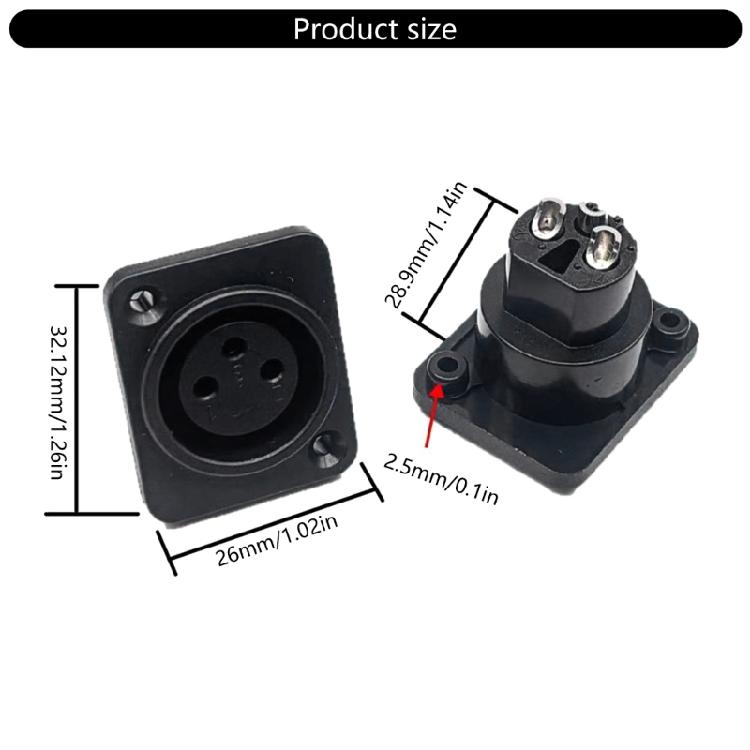 Tool Less 3Pin XLR Adapter Straight Terminal Panel Mount Connector ABS Alloy For Mobile Auditory Applications