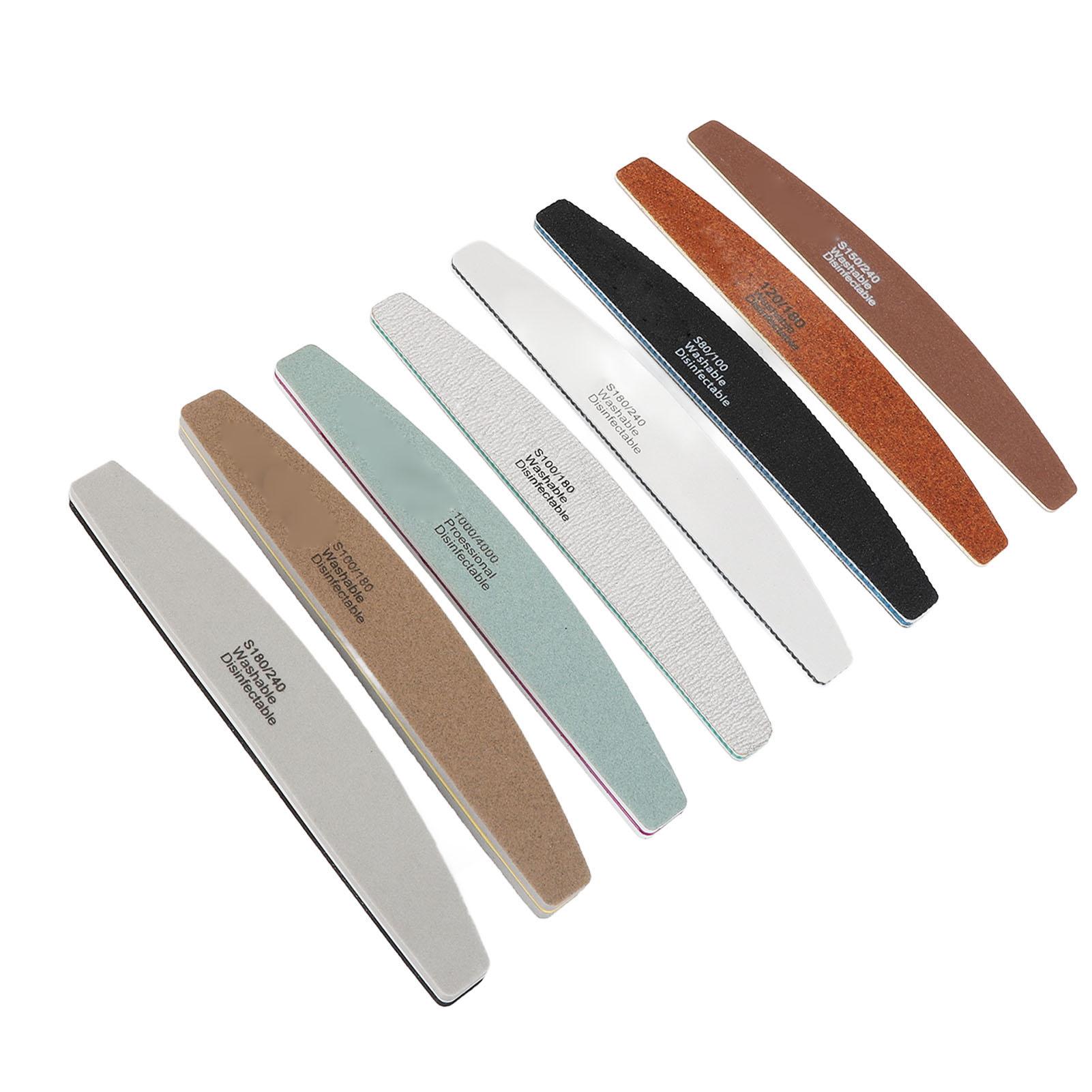 

8pcs Half Moon Nail File Different Fineness Grinding Shaping Professional Nail Polishing File