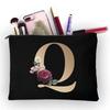 Girl Makeup Bag Golden Letter Pattern Classic Organizer Bag Pouches for Travel Bags Pouch Women's Cosmetic Bag