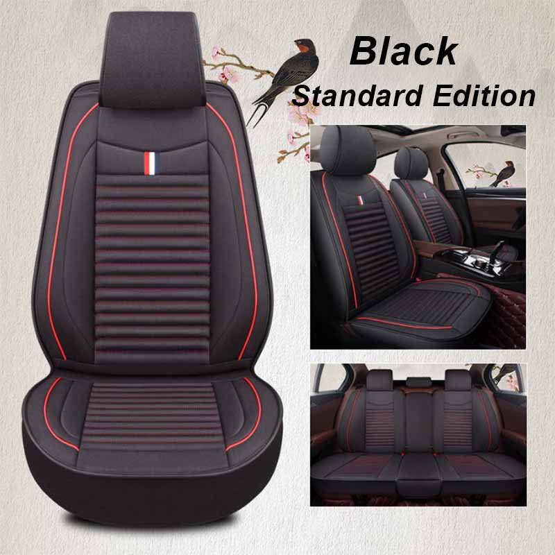 Чехол на сиденье автомобиля Льняной чехол на сиденье Специальный чехол на сиденье Four Seasons Универсальная подушка для сиденья Полный конверт из ткани Чехол на сиденье Подушка Standard Edition чёрный