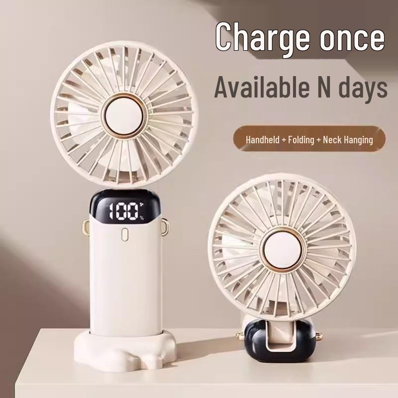 Portable Handheld USB Foldable Mini Fan with Digital Display for Desk or Outdoor Use