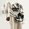 Autumn and winter high sense fashion imitation cashmere printed scarf college style sweet lady design sense outer shawl