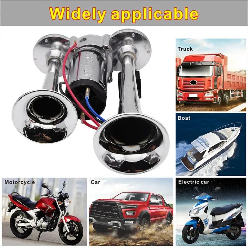 100% 12v Dual Trumpets Speaker 150db Car Electric Loud Horn Air Horn Siren Truck Boat Train Speaker For Car