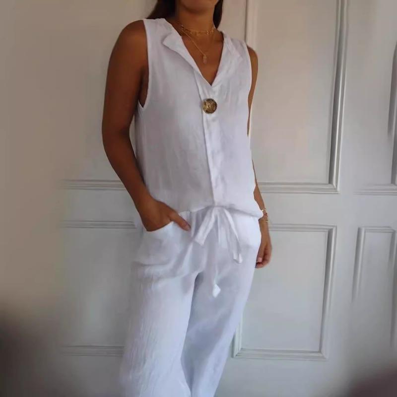 Fashion V-neck Sleeveless Casual Women Summer Shirt Plus Size Female Loose Streetwear Office Simple Blouse Solid Color Tops Women's Clothing