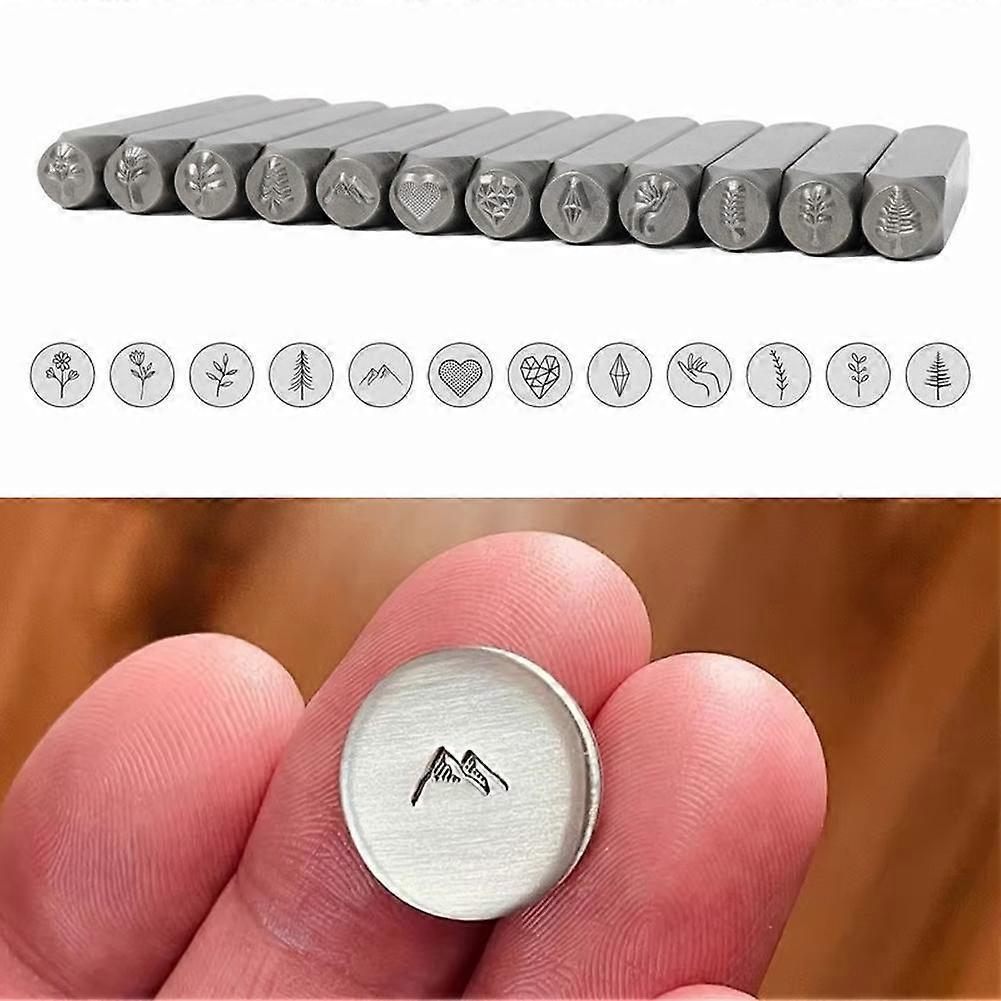 12pcs Flowers Trees Multi Pattern Seals Jewelry Stamping Tool