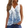 Women's Flowers And Plants Casual Loose Pleated Shirt V Collar Button-down T-shirt Shirt Sleeveless Vest Top