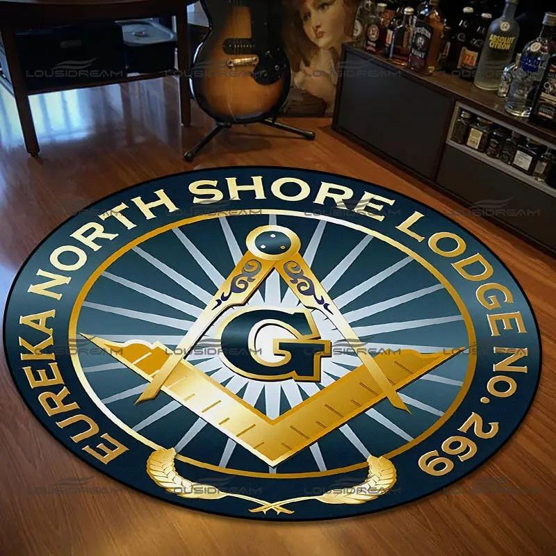  Disney Retro Round Mat Freemason Sect Pattern Flannel Carpet Home Decoration Bedroom Living Room Enter Door Floor Rug