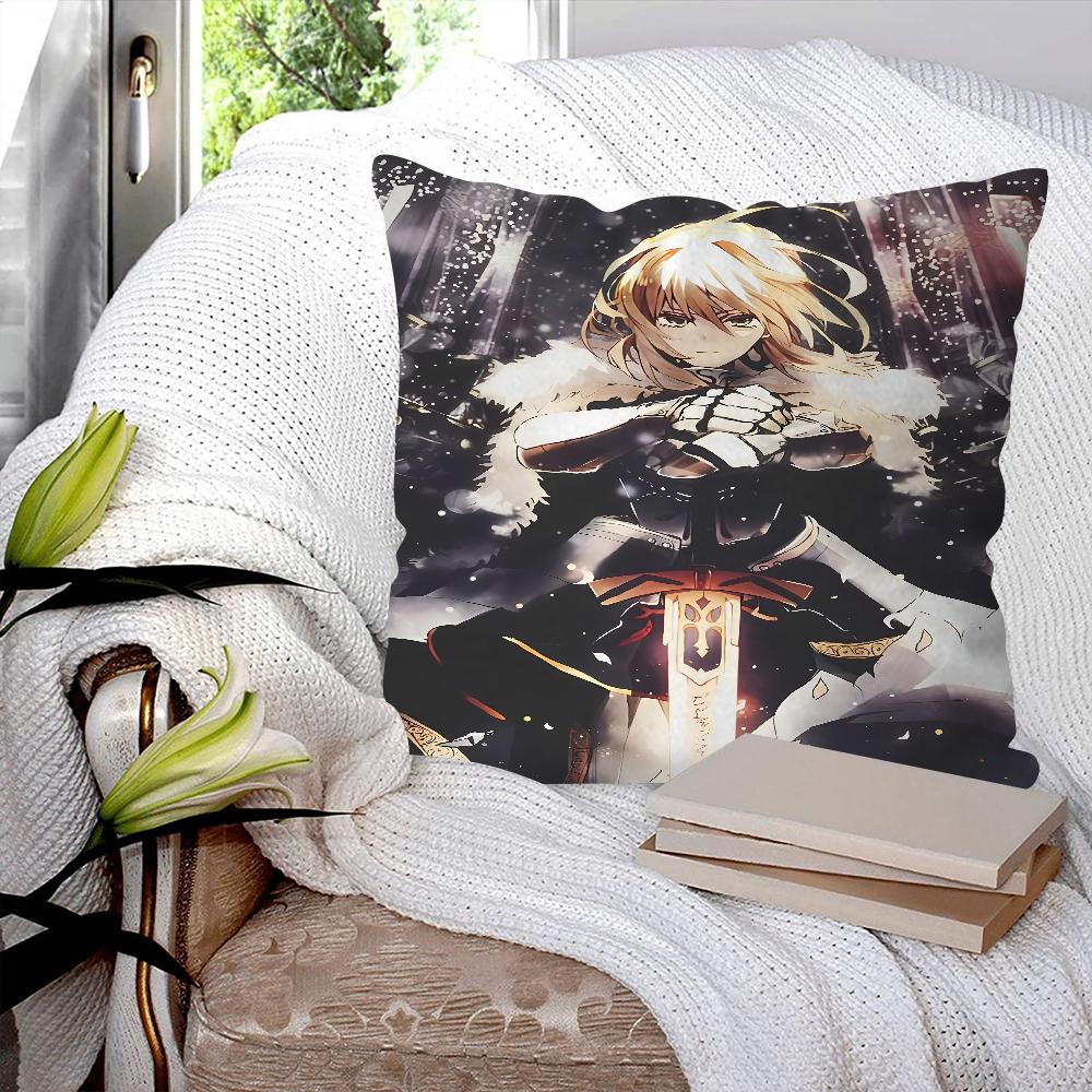 Anime Fate Zero Stay Night Saber Pillow Case Square Pillow Bedroom Sofa Leisure Comfort Cushion Car Living Room Home Decoration