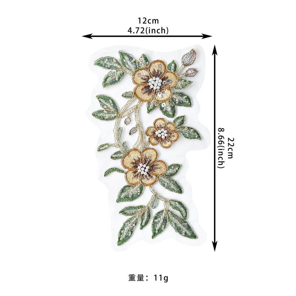 Embroidery Appliqués, Nail Beads, Sequins, Colorful Three-Dimensional Flower Accessories, Clothing, Hanfu Cheongsam, Decorative Fabric, Patch