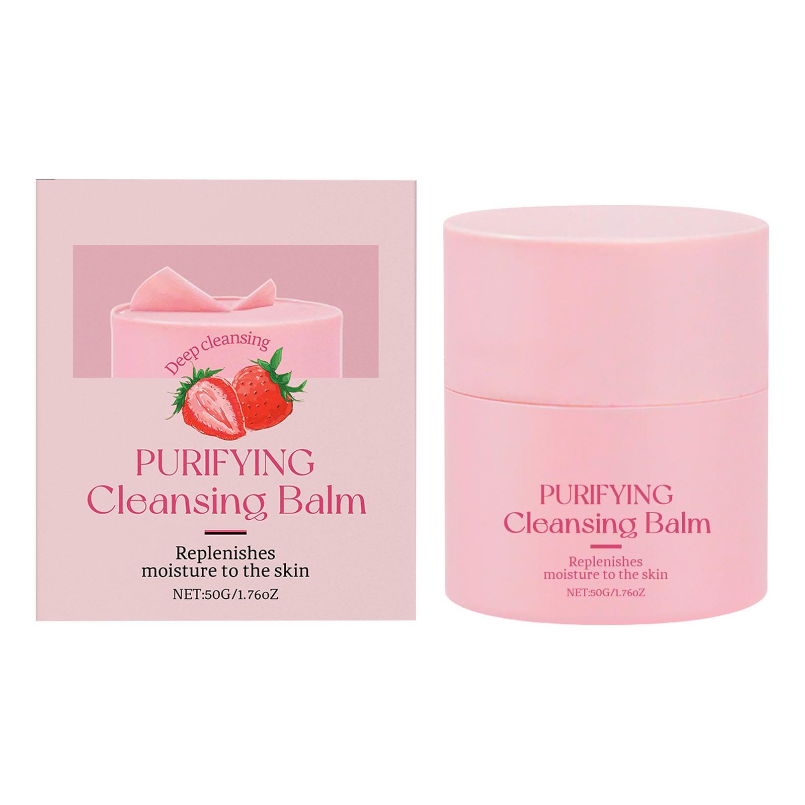 

Очищающий бальзам с ароматом клубники, очищающий бальзам, нежное очищение без остатков, портативный стик для снятия макияжа, 50 г розовый