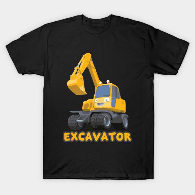 Asian Size Cotton Unisex Tshirt Print T-shirt Tayo The Heavy Vehicles Construction Cartoon Poco I Am An Excavator T-shirt No-Cut Print Regular Fit