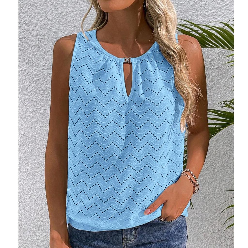 Women's Loose Casual Round Neck Vest Sleeveless Top With T-Shirt Top T-Shirt Top