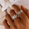 Stainless Steel Metal Flower Open Rings for Women Men Fashion Gold Color Adjustable Finger Rings Waterproof Jewelry Gift