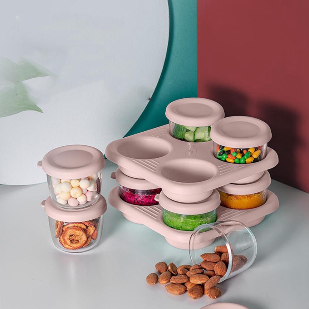 4Pcs 75ml Baby Infant Glass Breast Milk Freezer Microwave Complementary Food Storage Containers Fruit Snack Box Kids