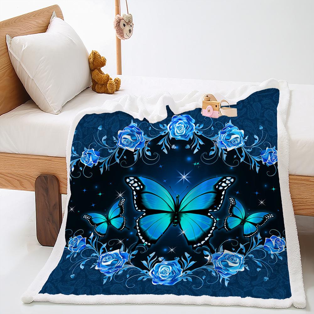 Blanket Butterfly Animal Flower Blanket Lamb Fleece Crystal Fleece Blanket Blanket Universal