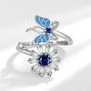 Fashion Beads Anxiety Ring Fidget Spinner Rings Korea Crystal Butterfly Flower Star Moon Ring Anti Stress Jewelry Gift
